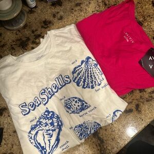 Ava & Viv Sea Shells Graphic Tee - White and Blue